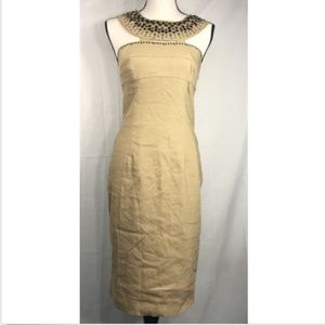Adrianna Papell Beige Blend Beaded Dress.